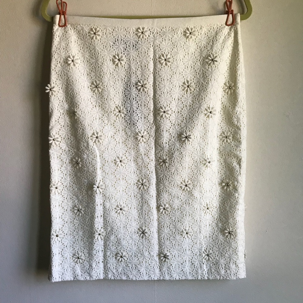 NWT Talbot’s floral eyelet pencil skirt cream 6
